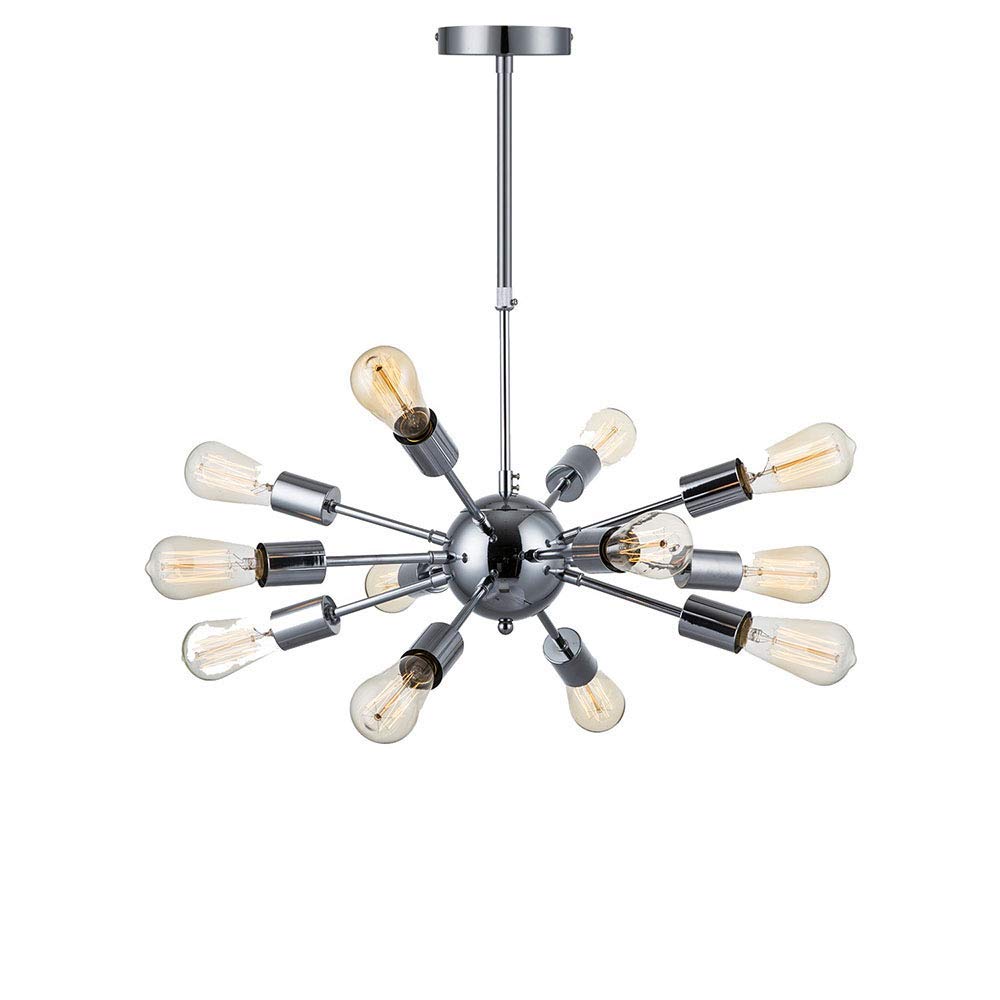 DOSNVG 18 Lights Satellite Ceiling Light Iron Art Creative Black Chrome Living Room Bedroom Restaurant Ceiling Light,Chrome