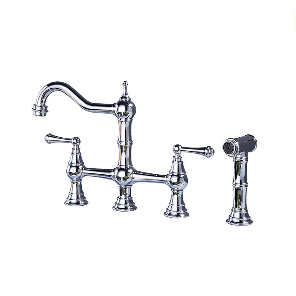 COSZWQDP Kitchen Faucet 360° Swivel Sink Mixer Taps Elegant Brass Dual Handle with Hot and Cold Water Deck Mounted(Taps with Sprayer)