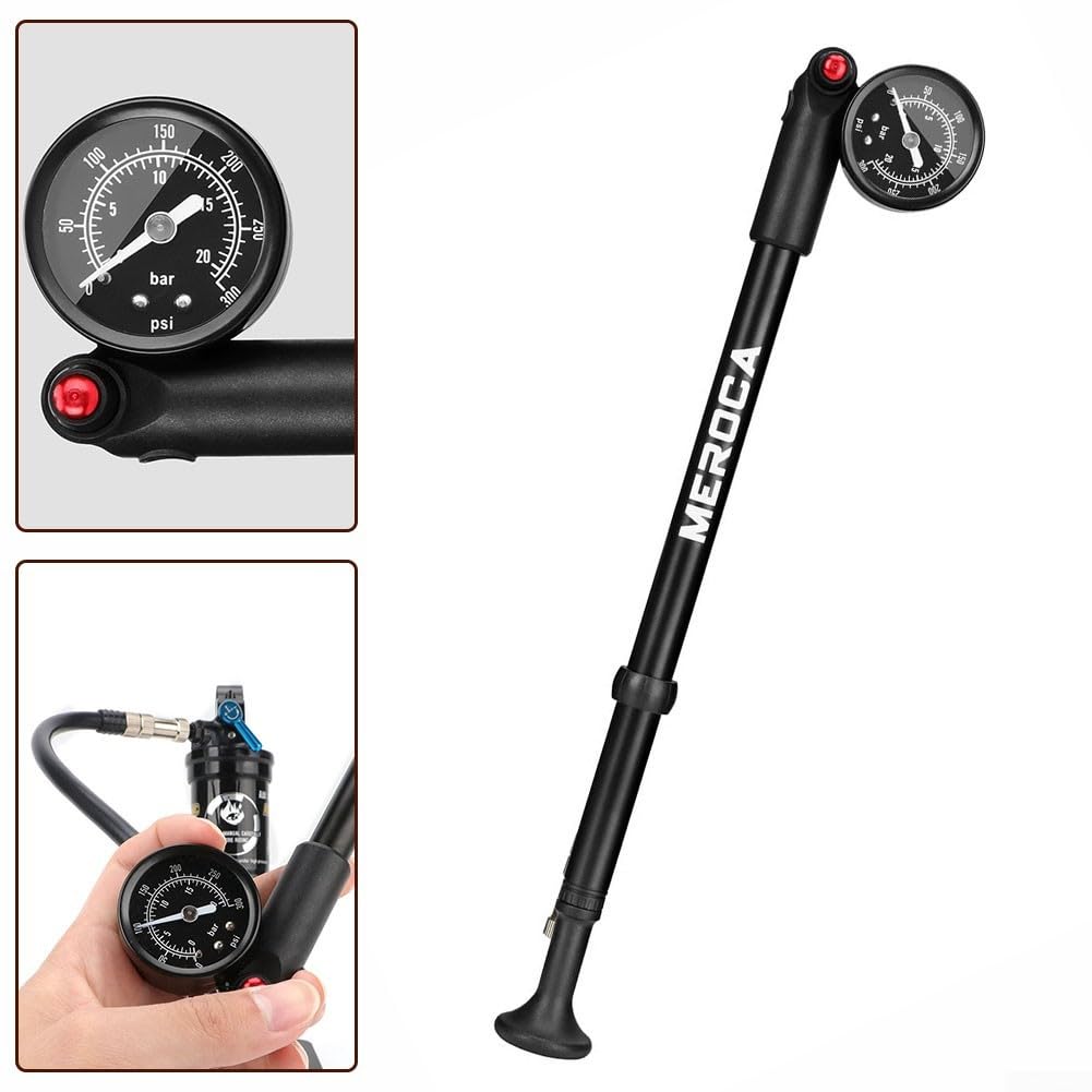 Pompa ammortizzatore per bici, pompa ad alta pressione ammortizzatore 300 PSI, pompa a forcella anteriore per bicicletta, ammortizzatore