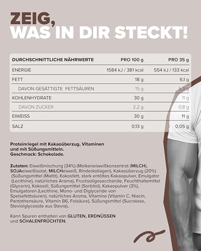 IronMaxx Protein 30 Eiweißriegel - Schokolade 24 x 35g | palmölfreier und glutenfreier Proteinriegel mit Vitaminen… – Ansicht 5