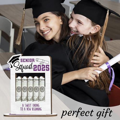Money Holder for Cash Gift Senior Graduation Money Holder with 5 Holes Wooden Box Cash Holder 2025 Graduation Money Gift Ideas Money Holder for Class of 2025 Graduation Party Supplies-A10 5