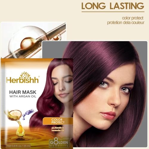Image of Herbishh Argan Hair Mask-Deep Conditioning & Hydration For Healthier Looking Hair- for very Dry, Weak, Stressed Out Hair, No Sulphates, No Parabens (25 ml)