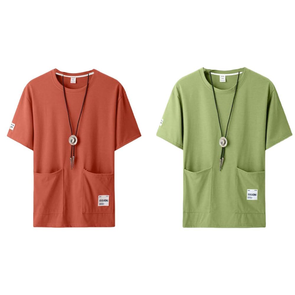 Amazon.co.jp: tシャツ メンズ カットソー 2点セット ポケットtシャツ 
