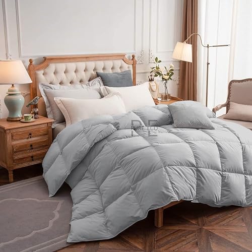 Image of PURE ECO 300 GSM Comforter for King Size - Luxury & Soft Microfiber 300 GSM Comforter for Winter - Duvet /Blanket King Size (90 inchX106 inch) - Silver Grey Color