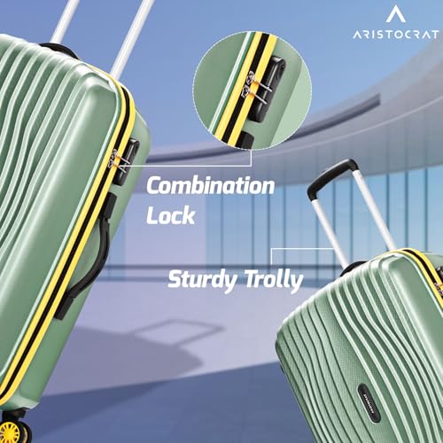 Image of Aristocrat Vortex Plus | Set of 2 Trolley Bag, 55+65 Cm, Small+Medium Hardside Luggage | 8 Wheels, Combination Lock | Polycarbonate | 3 Year International Warranty | Thyme Green
