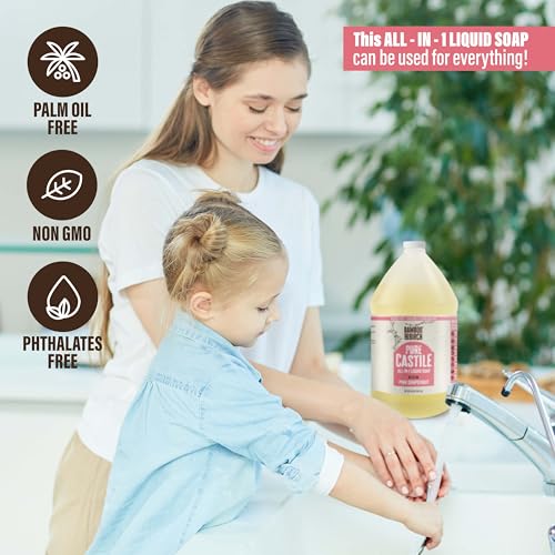 Image of BAMBOO AND BIRCH Pure Castile Soap Liquid, Certified Palm Oil Free Natural Soap, Citrus Grapefruit, 64 oz