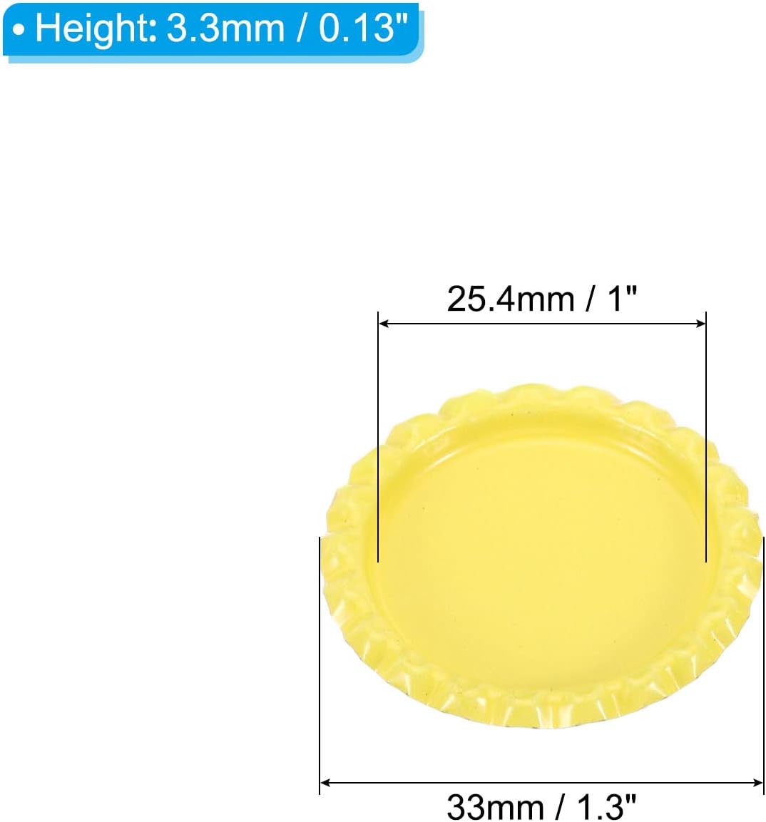 PATIKIL 1 Inch Flat Decorative Bottle Caps, 50 Pack Craft Bottle Pendant Trays Double Sides Printed for DIY Pendants Craft Scrapbooks, Yellow