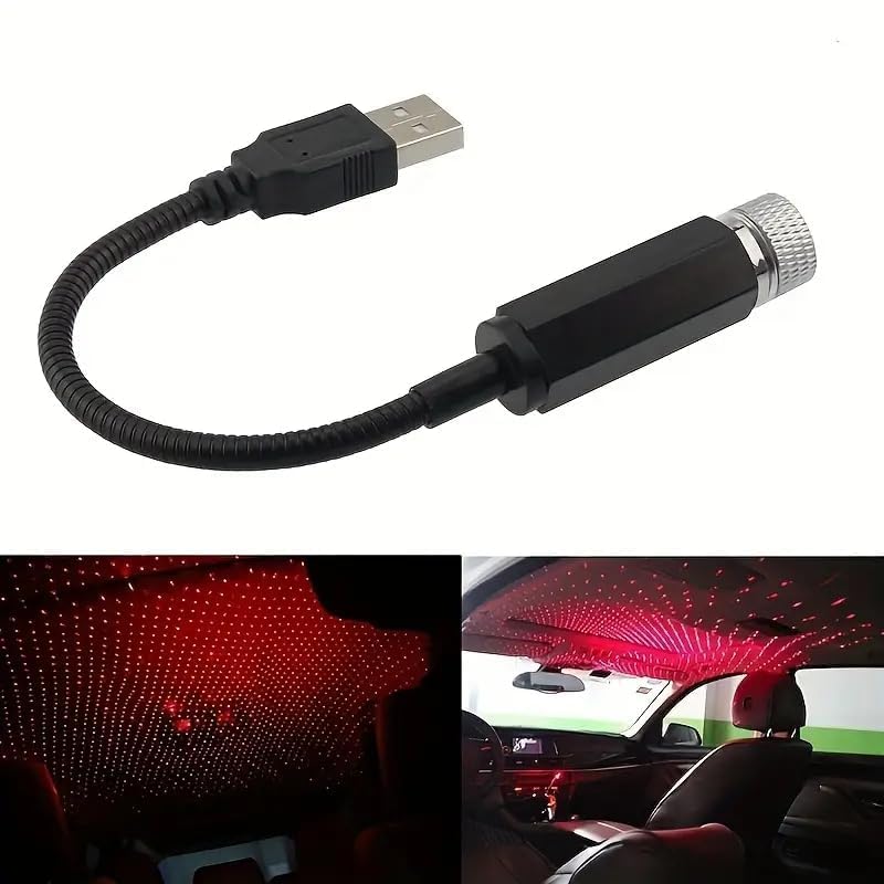 Image of Car Interior, Room Roof Star Light, LED Starry Laser Light Atmosphere Ambient Projector Light USB Port, Night Home Decoration Galaxy Light Pack of 1