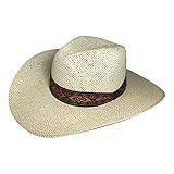 San Andreas Exports, Indiana Eastwood Cowboy Hat Handmade from Wood Pulp Raffia Light Brown