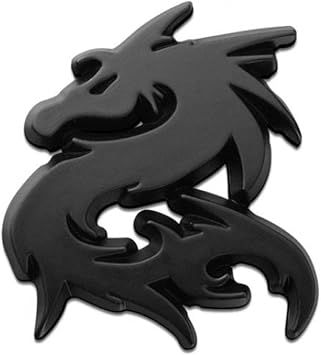 3D Dragon Metal Car Sticker for Auto Car Motorcycle Logo Badge Emblem Tail Decals,Black-B