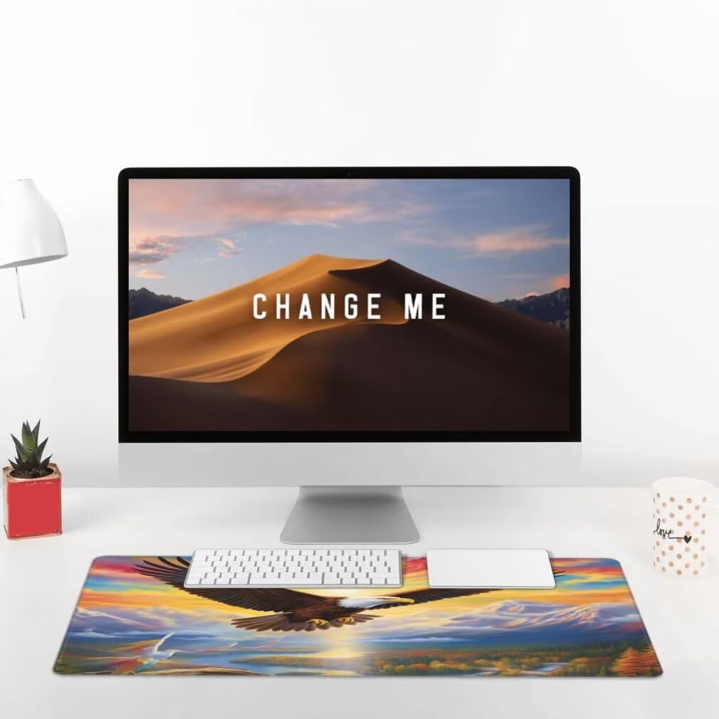 Tappetino Mouse XXL 1200x600mm Montagna Innevata Grande Mouse Pad, Tappetino Scrivania con Bordi Cuciti, Grande Mousepad Gaming con Base Antiscivolo per Giocatori, Ufficio e Casa (Aquila) -MP1546