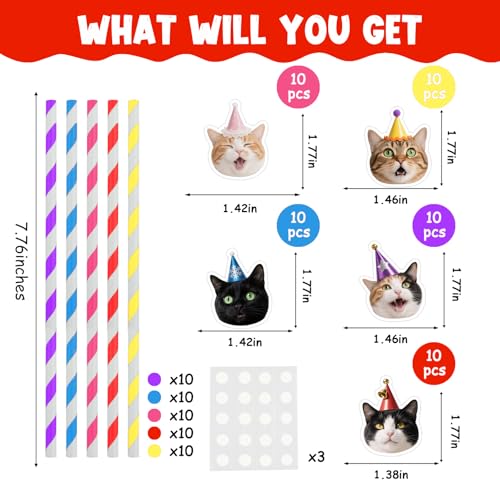 Pitillos de papel con diseño de gato 50 piezas miniatura 4