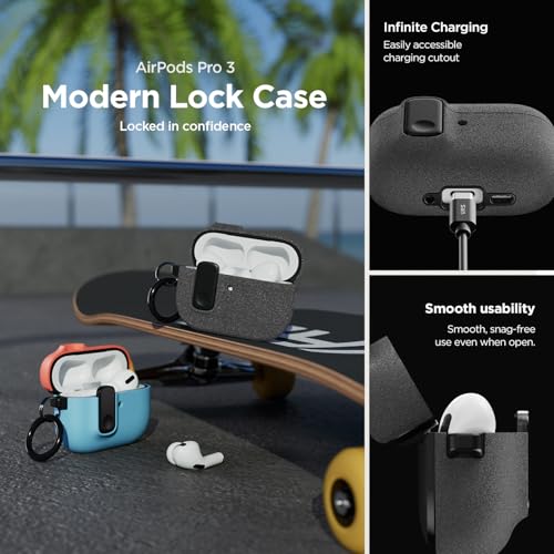 Image of VRS Design Modern Lock for Apple AirPods Pro 3rd Generation Case (2025) - Sleek Protective Style with Locking Security Compatible with Airpods Pro 3 (Sand Stone)