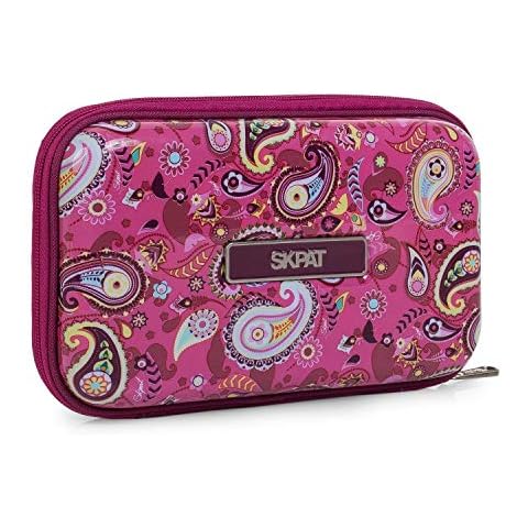 SKPAT - Pencil Case - School Pencil Cases - Pencil Pouch for Girls Boy Pencilcase Stamped Polycarbonate Case. Pencil Case Pencil Case. Multiple compartments. Maximum Quality. 130312, Color Fuchsia Cover