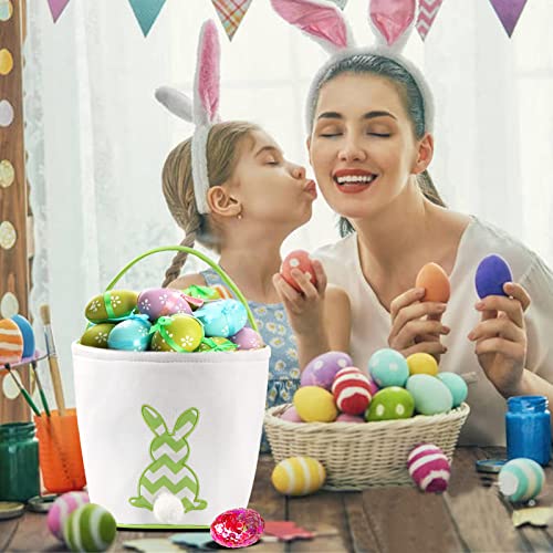 Image of Easter Bunny Baskets for Kids Empty Egg Hunt Bags, Rabbit Buckets with Handle for Carrying Candy Cute Stuffed Easter Festival Gifts