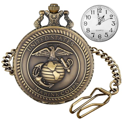 Montre de poche à quartz homme Tiong bronze antique montre à gousset chiffres arabes