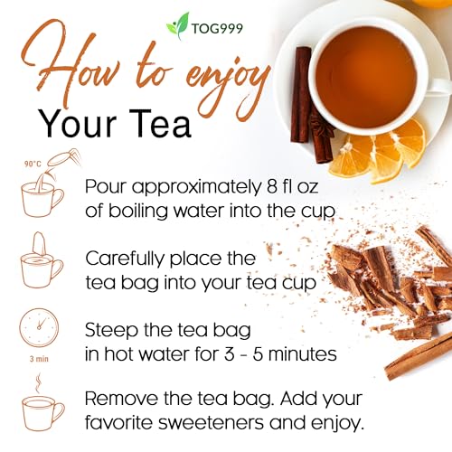 Tog999 Cinnamon Tea, 35 Tea Bags, Pure Ceylon Cinnamon, Natural & Vegan, Caffeine Free, Gluten Free, Herbal Tea thumb #2