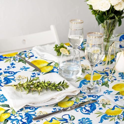 Nappe rectangulaire à fleurs lavable blanche pour table à manger 280cm - 4