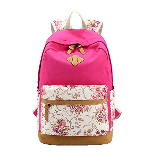 MISSMAO School Leisure Travel Canvas Backpack Ultimate Rose Red?30 * 17 * 44?cm