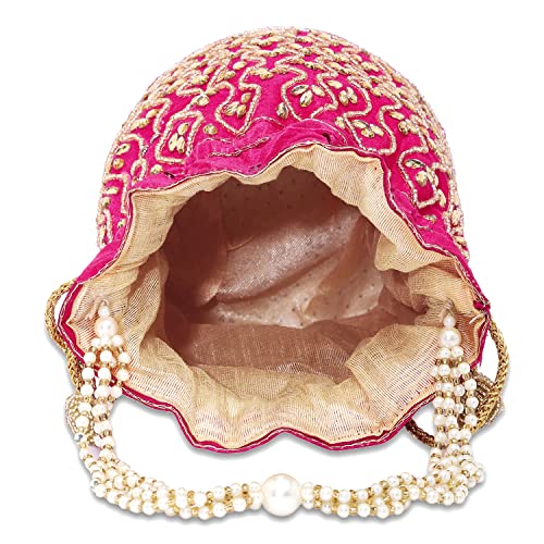 Image of Aheli Potli Bag Gift for Women Handmade Evening Wristlet Handbag Stylish Bridal Purse Fashion Bag