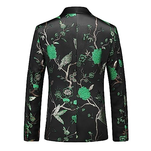 MOGU Mens Blazer Tuxedo Jacket Floral Printed Dinner Wedding Groom Homecoming Dance Prom Outfits2
