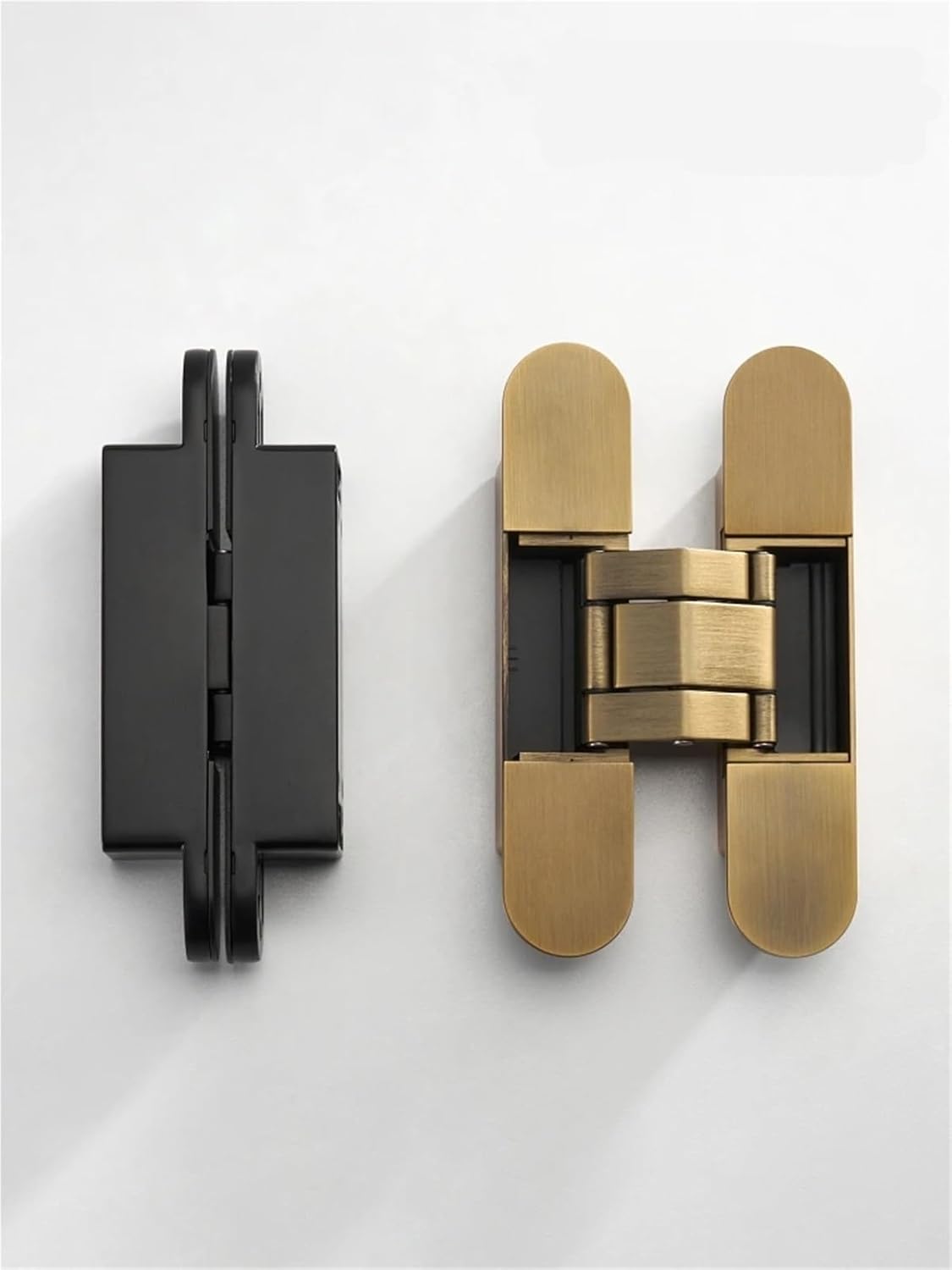 Nurlin Invisible Door Hinges 3D Adjustable Concealed Hinges Shiny Gold Black Bright Chrome Zinc Alloy Butt Hinge Heavy-Duty(H60-BN)