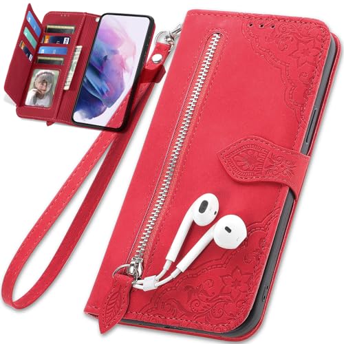 kaijir Case Wallet for Huawei Mate80/80 Pro, 7 Card Holders, Kickstand, TPU Shell, PU Leather, Magnetic Closure, Protective Flip Folio Cover-Red