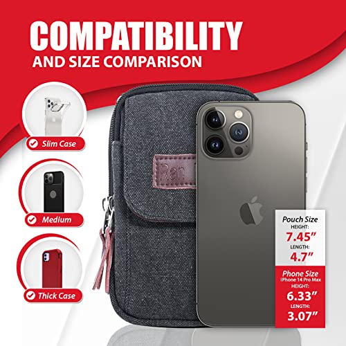 Ranboo Canvas Phone Pouch For Men Small Crossbody Purse Shoulder Cell Phone Arm Bag Multifunction Carrier Belt Holder For Iphone 14 Plus 12 Pro Max 11 Xs Max Xr 6S 7 8 Plus Holster Case With Belt Clip #TOP1
