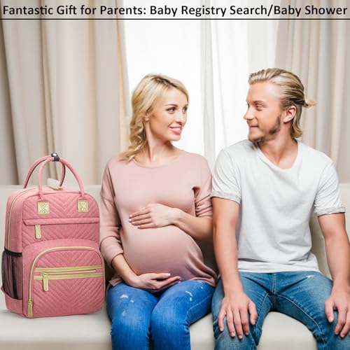 Image of Tenot Baby Diaper Bag Backpack Tote for Women Large Capacity with Insulated Pockets Multifunctional Waterproof Diaper Bags For Baby Girl Boy Mama Maternity Travel Bag Pink