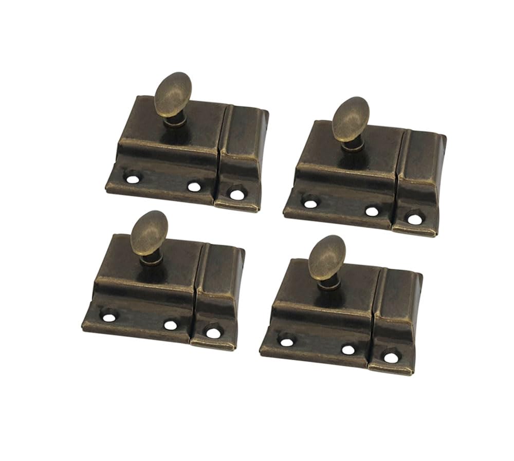 QCAA Oval Turn Cabinet Latch, for Cupboard & Other Furniture, Large, Antique Brass, Made in Taiwan, 4 Pack — image 1