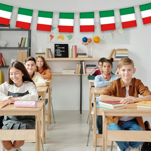 Image of Italy Flags Italian String Flag Banners for Patriotic Events Independence Day Sports Bars Inside Outside Decorations 33 Feet 30 Flags