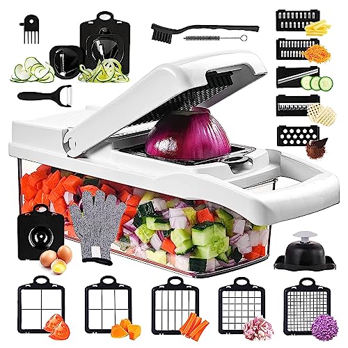 Encuentra reviews de Saladmaster - los más vendidos. 23 Picadora de Verduras, TOCOZOC Cortador de Verduras 22 en 1 con 12 Cuchillas de Acero Inoxidable, Multifuncional Vegetable Slicer Cutter, Ideal para Verduras y Ensaladas
