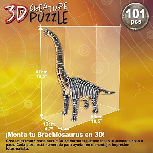 Educa - Casse-tête Créature Brachiosaurus | Assemblez Votre Propre Dinosaure en 3D de 50 cm de Long et 47 cm de Haut. 64 Pièces en Carton Recyclé. Images Photoréalistes | A partir de 5 Ans (19383)