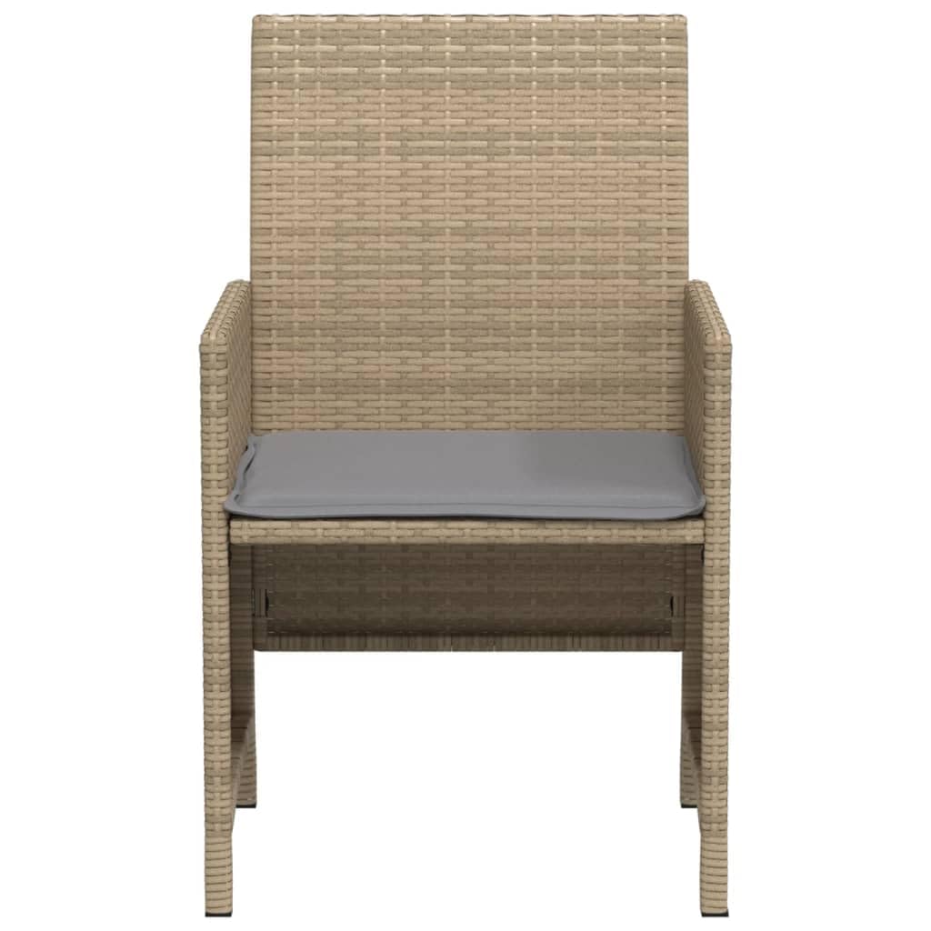 Set da Bistrò 3 Pezzi con Cuscini Beige Misto in Polyrattan