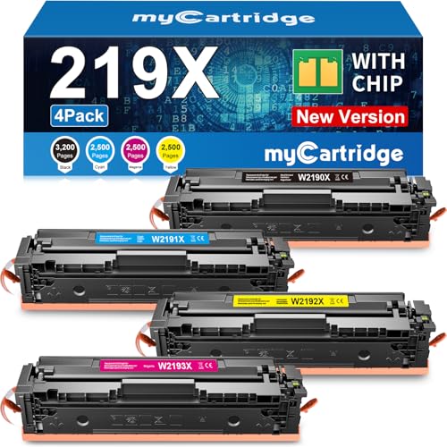 MYCARTRIDGE Ersatz für HP 219X (Mit Chip) für 219A 219X für HP Color LaserJet Pro MFP 3302FDWG Toner für 3302SDWG 3302FDNG 3302FDW 3302SDW 3302FDN 3202DN 3202DW für W2190X W2190A (4er Pack)