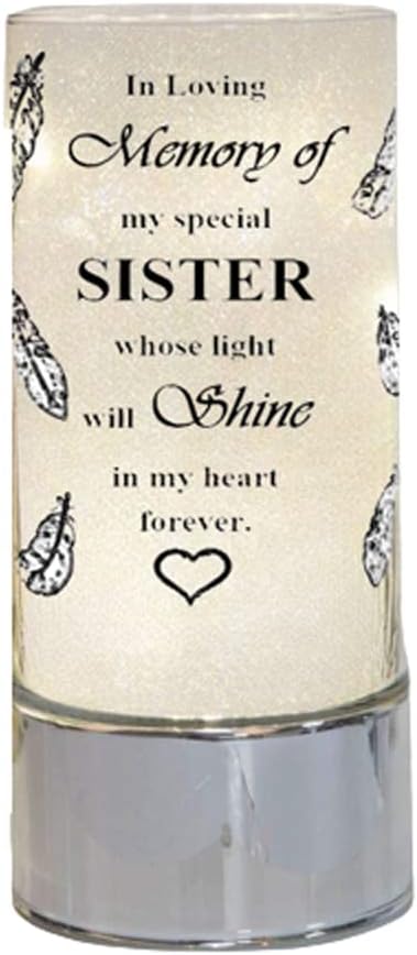 Memorial Light Tubes Ornament, Perfect for Garden and Graveside for any Special Occasion in The Memory of Dad, Mum, Son, Daughter, Husband, Wife, Grandad, Nan, Brother, Sister. (20cm) (Sister)