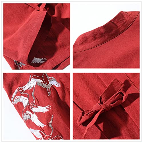 Japanese Kimono Robes Traditional Crane Print Haori Cardigan Yukata Jackets Hip Hop Streetwear for Men Women (black,5XL,mens,US,Alpha,Adult,Unisex,5X-Large,Regular,Regular)3