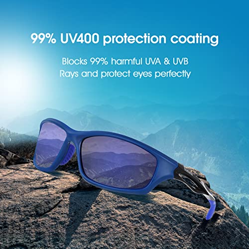 Duduma Polarized Sports Sunglasses For Men Women Running Cycling Fishing Golf Driving Shades Sun Glasses Tr90 (Blue/Blue) #TOP1
