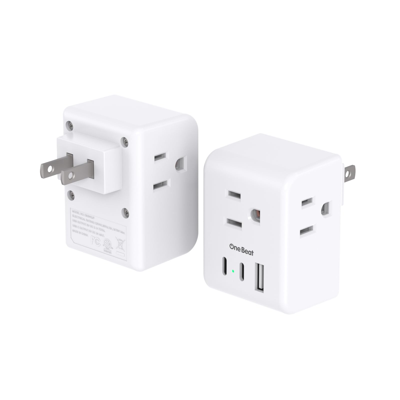 2 Pack US to Japan Plug Adapter, 2 Prong to 3 Prong Outlet Adapter with 3 Outlets 3 USB Ports(2 USB C), Type A Travel Power Converter Plug Adaptor for