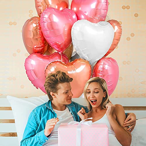 Image of Party Propz Heart Shape Foil Balloons, 18-Inch Pack of 10 Heart Foil Balloons, Heart Balloons For Decoration, Wife Birthday Decoration Items, Love Decoration Items (Foil), Pink & White