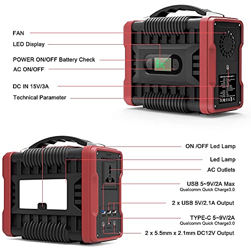LALEO 222Wh/60000mAh 200W Portable Power Station AC Powerbank, Backup Lithium Battery, Portable Solar Generator with AC/DC/USB-C Output, LED light for Travel, Camping Emergency Power Supply - Image 6