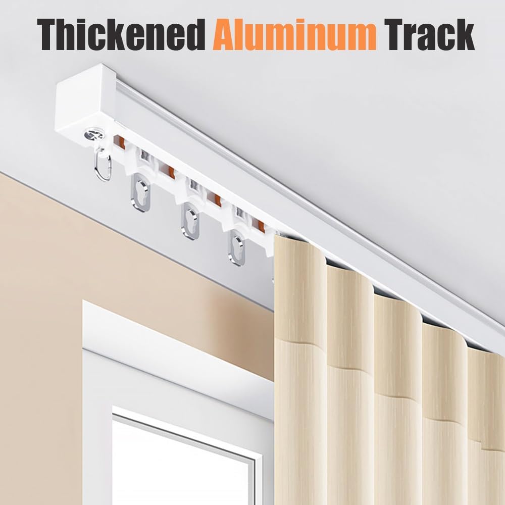 Rail de rideau en alliage d'aluminium de 4,8 m pour plafond ou mur, pour salon, chambre à coucher et douche, installation facile, design élégant noir