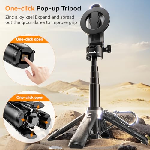 Magnetic Small Selfie Stick for iPhone,4 in 1 Multifunctional Portable Selfie Sticks Retractable Cell Phone Travel Tripod with Remote Control, Mini Phone Tripod for iPhone 17/16/15/14/13/12 Series by XO Simple is Beauty - Used condition - Image 2