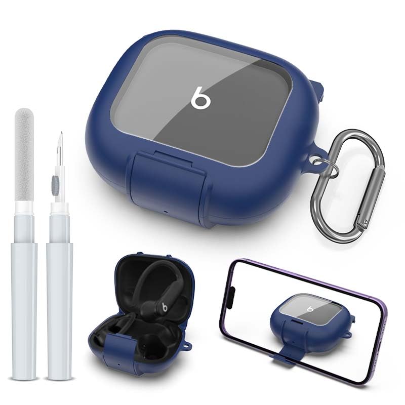 Secure Lock Case for Powerbeats Pro 2 with Phone Stand, LAKSDIURT Shockpoof Protection Cover Compatible with Beats Powerbeats Pro 2 Earbuds Clear