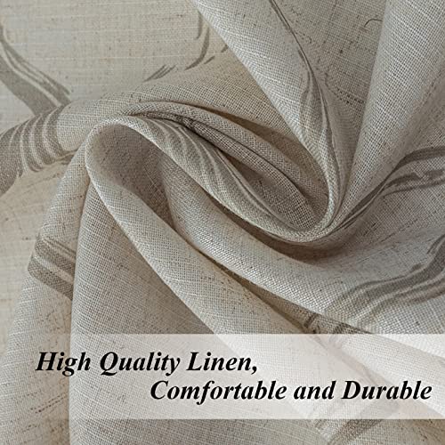 Beda Home-Geometric-Printed-Linen-Textured-Valance For-Kitchen-Living Room; Light-Filtering-Discontinued-Pattern-Topper For Small Window-Bedroom-Basement-Privacy Added (Beige, 52 X 18) #TOP2