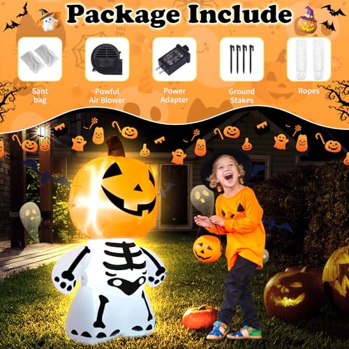 4FT Halloween Inflatable Blow up Cute Pumpkin Ghost Lawn Decoration - image 4