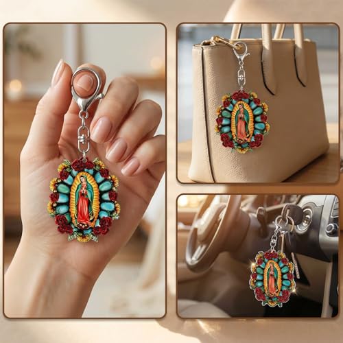 Hodvya 12 PCS Our Lady of Guadalupe Keychains Clear Acrylic Virgen de Guadalupe Religious Gifts by Hodvya - Used condition - Image 5