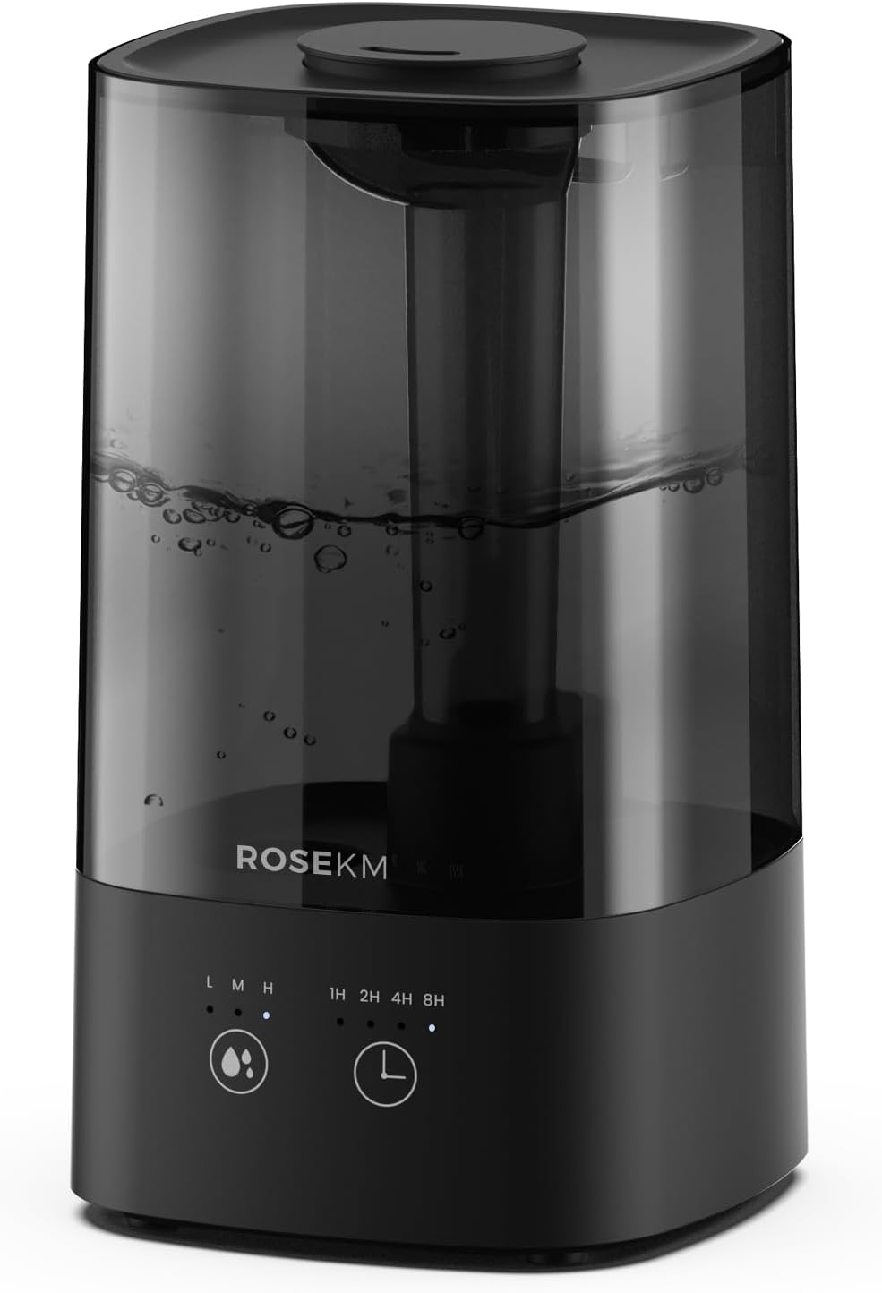 Humidifiers for Bedroom, 4.5L Humidifiers for Home Large Room, Cool Mist Humidfiers for Baby and Plant with Timer, Adjustable Mist Level, 360° Nozzle, Auto Shut-Off, Black