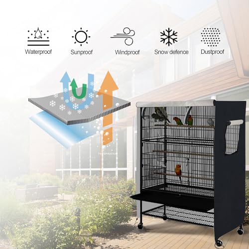 Image of Universal Bird Cage Cover, Dark Colored Drape for Animal Crate, Waterproof & Washable Night Cover for Cages, Distraction and Light Eliminator for Mink, Totoro, Parakeets, Parrot (M - 26 inchLx19 inchWx40 inchH)