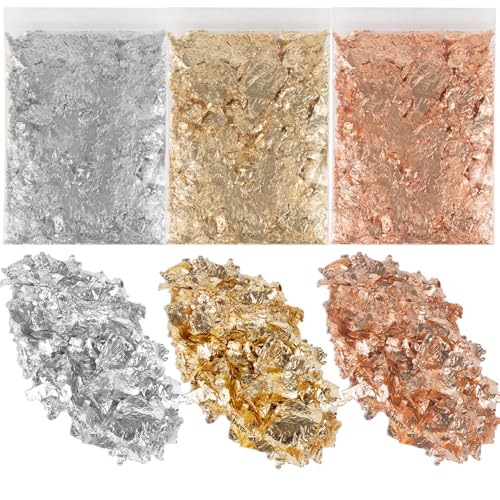 9g Gold Flakes for Nails - Gold Foil Leaf Golden Nail Art Foil Fl...